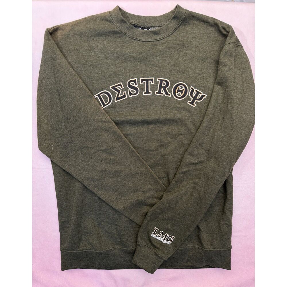 Loser Machine Company Men's L Olive Green Destroy Graphic Crewneck Sweatshirt